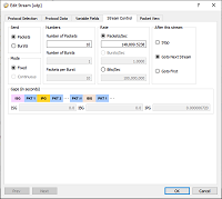 Configure number of packets/bursts and their rates